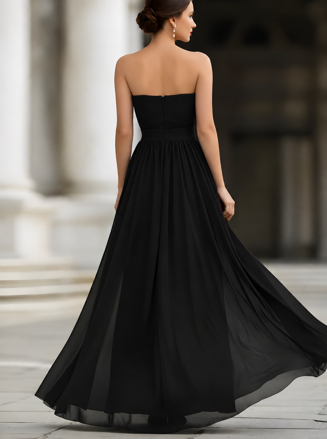 Formal women's halter neck pleated maxi dress, a beautiful and sophisticated choice for any special occasion.