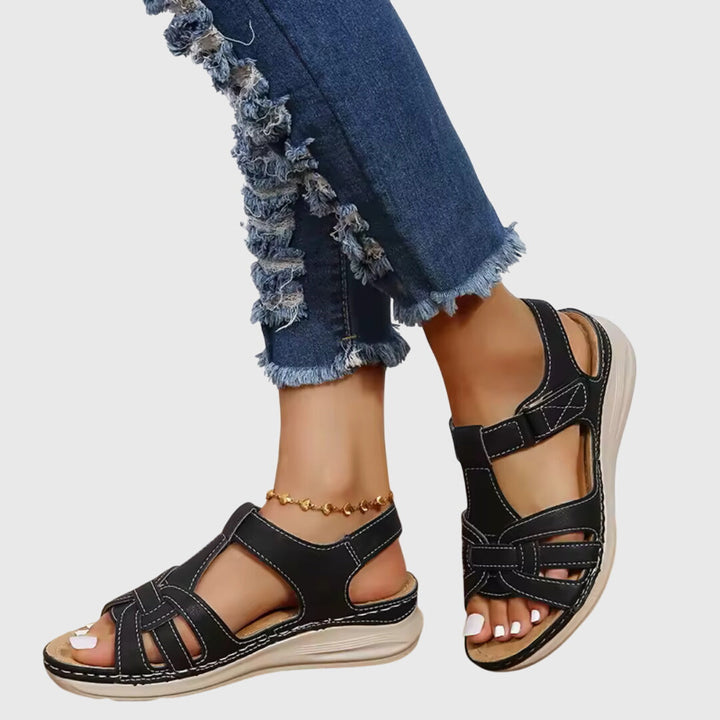 Versatile ladies orthopaedic sandals, offering comfortable arch support for casual summer wear & daily relief.