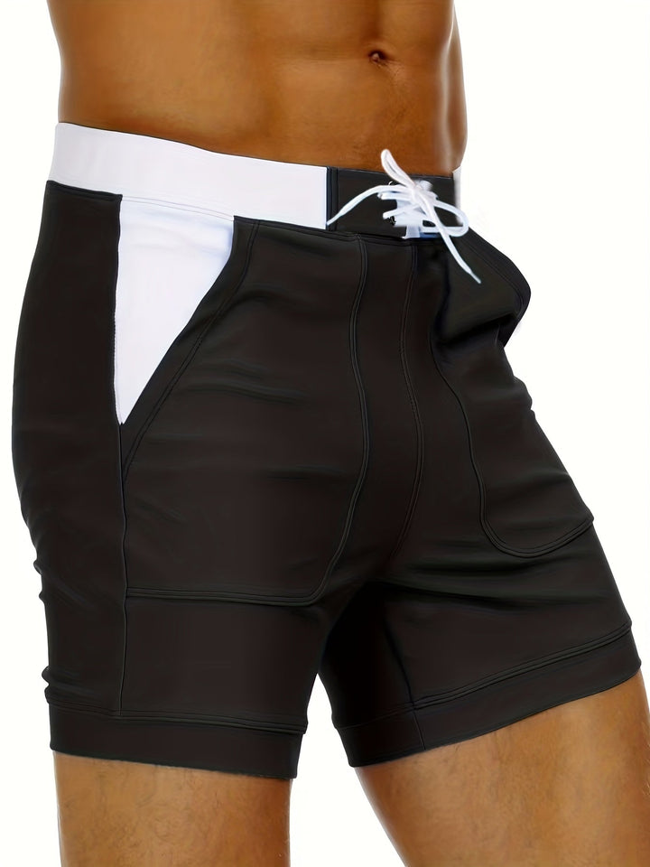 Close-up of quick-dry fabric on women's swim shorts. Ideal for fast drying after beach or pool activities.