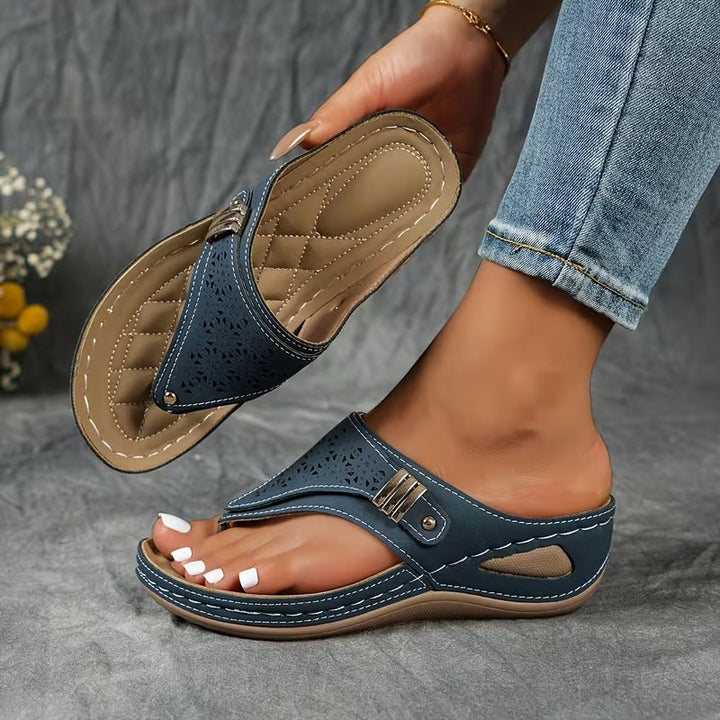 Women's Glenda wedge sandals with arch support for comfort & posture correction. Perfect summer slip-ons.