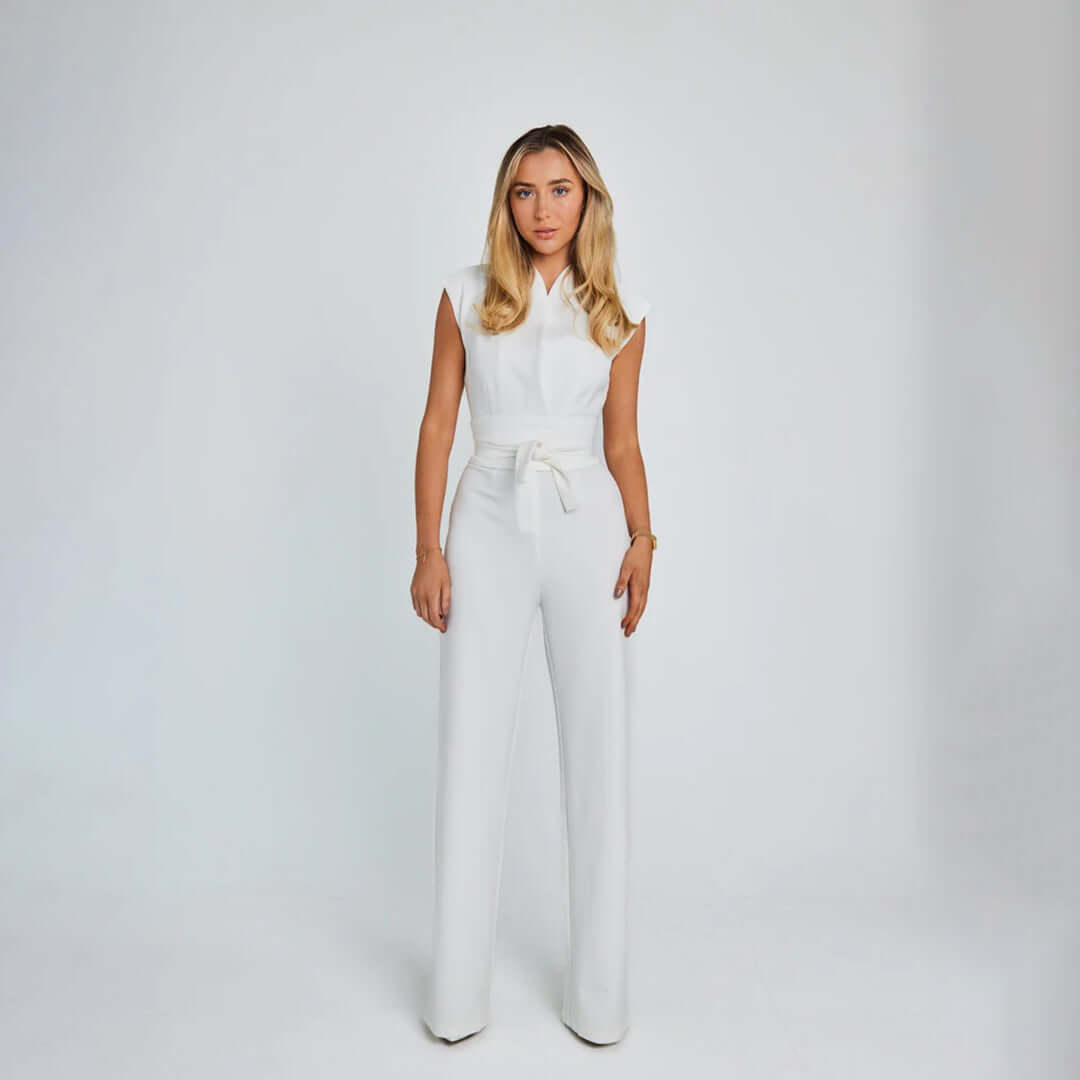 Sleeveless Wide-Leg Jumpsuit with Waist Tie