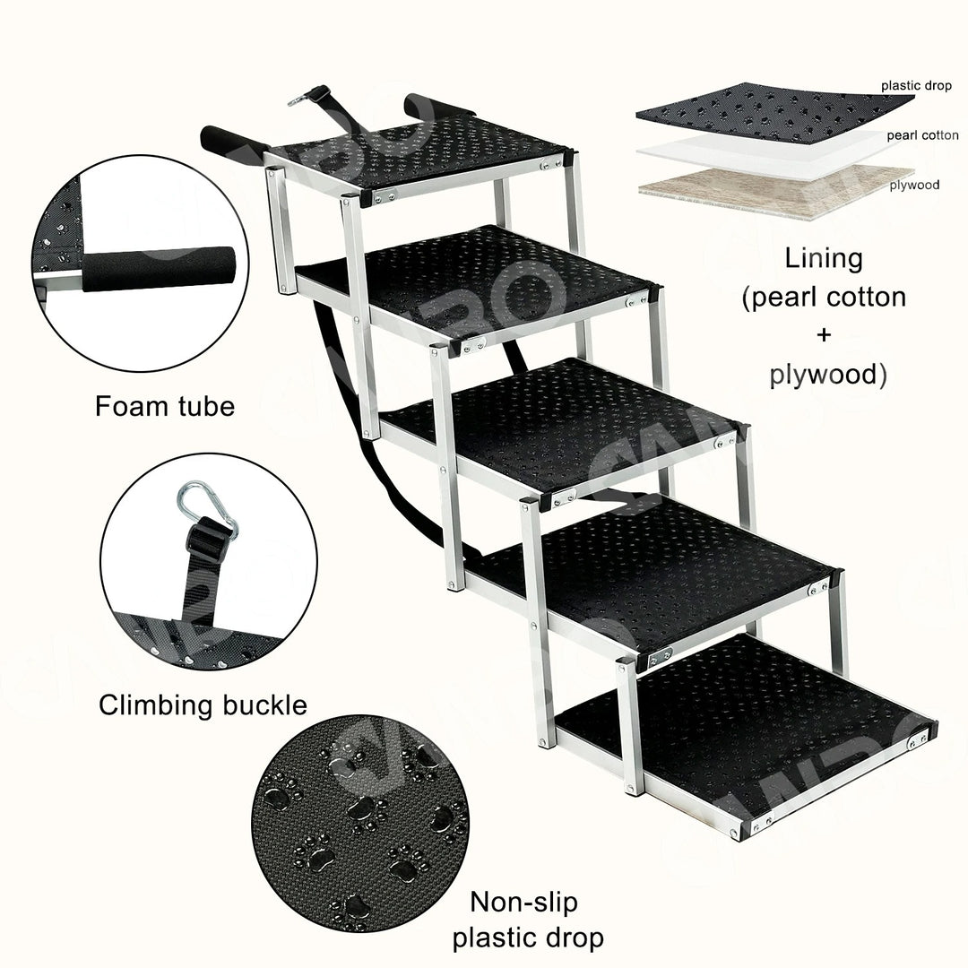 Safe & Secure Folding Dog Car Steps - Easy-Hop Design
