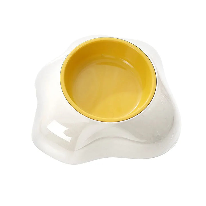 Modern yellow non-slip pet bowl station for dog & cat food. Offers single or double options for convenient feeding.