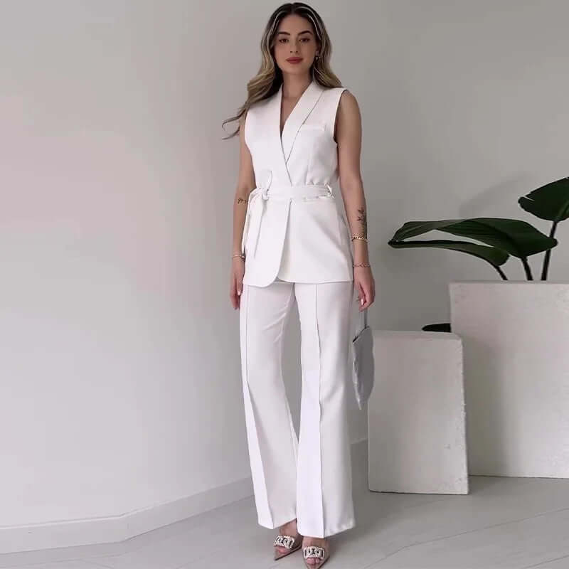 Women's Sleeveless Wide-Leg Suit