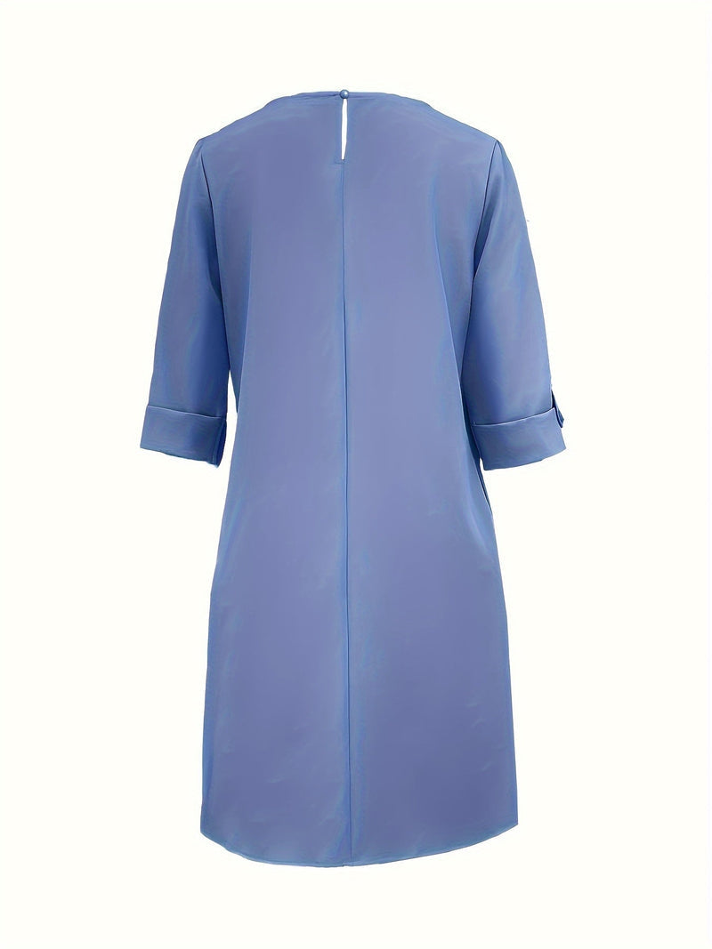 Everyday essential: Women's casual round neck midi dress for comfort and style in spring and summer.