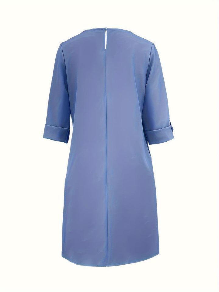 Everyday essential: Women's casual round neck midi dress for comfort and style in spring and summer.