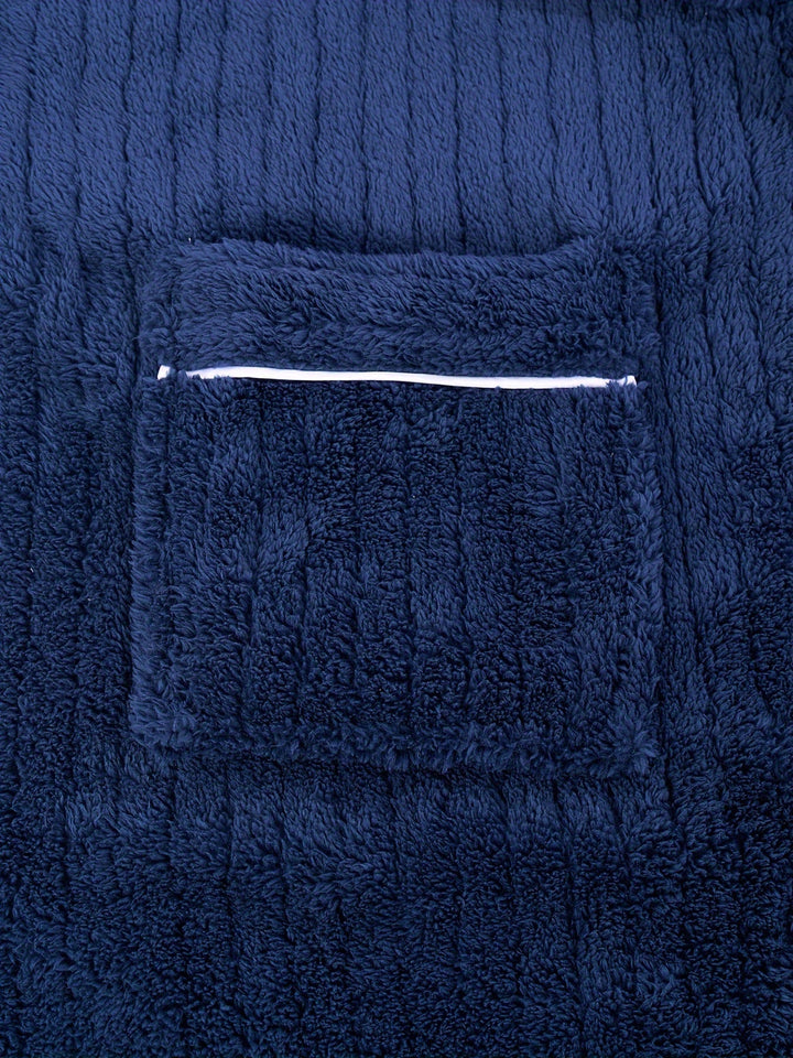 Men's cozy winter fleece morning robe, perfect for warmth & comfort after a shower.