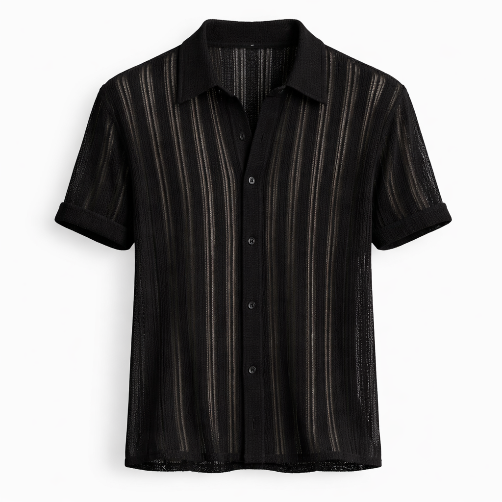 Stylish men's textured vertical stripe polo shirt, a versatile classic for summer outfits.