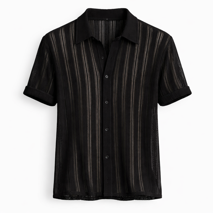 Stylish men's textured vertical stripe polo shirt, a versatile classic for summer outfits.
