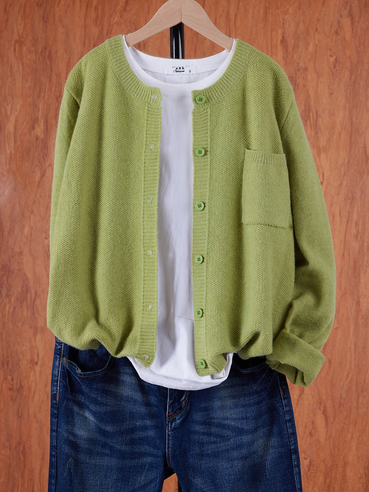 Comfortable women's long sleeve cardigan, an essential layering piece for everyday style.