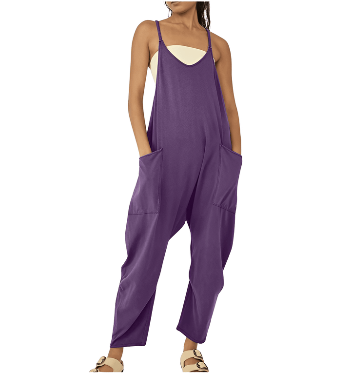 Women's Sleeveless Casual Jumpsuit with Pockets