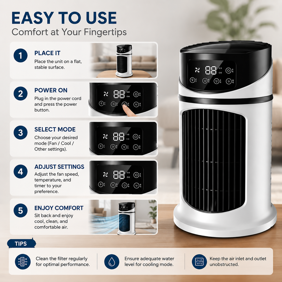 Portable Air Conditioner - Energy Efficient & Compact Room Cooler
