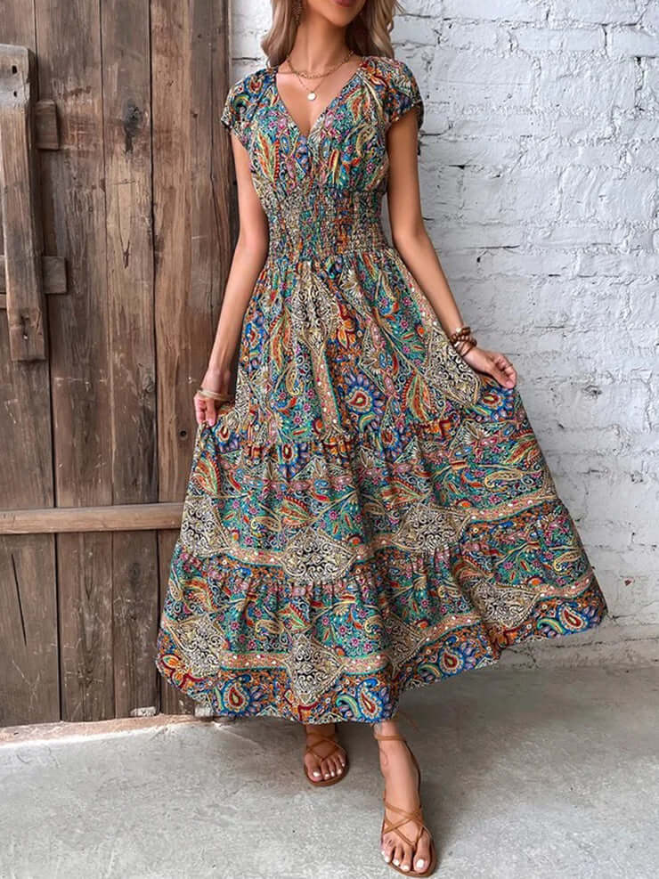 Women's V-Neck Midi Summer Dress
