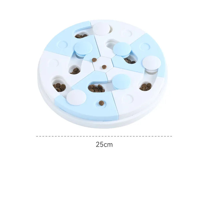 Intelligent pet puzzle feeder toy for mental enrichment. Slows eating, engages cats & dogs.