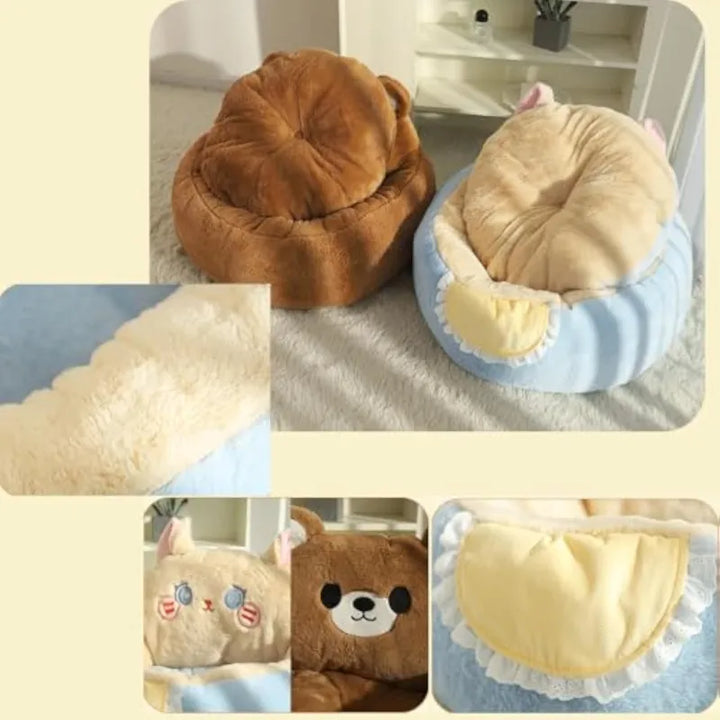 Soft cat bed & cozy pet house, a plush animal comfort retreat for sleeping cats & small pets.