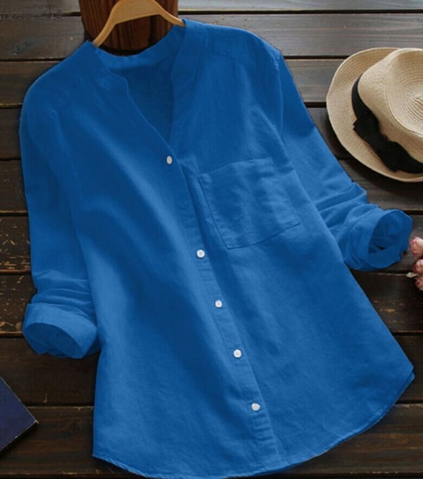 Effortless women's long sleeve blouse in violet & rose. Chic, versatile top for everyday comfort and style.