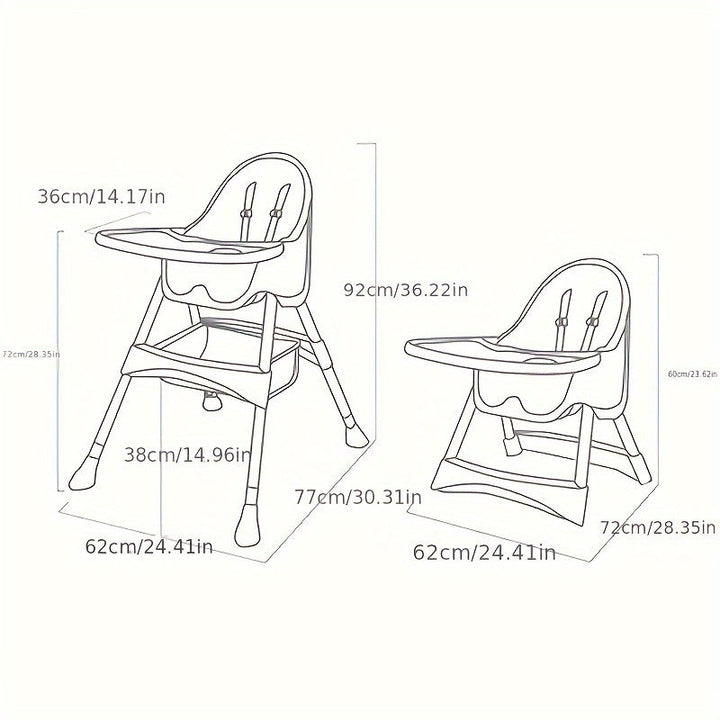 Modern baby high chair, offering a safe & comfortable toddler seat for family dining. Easy to clean.