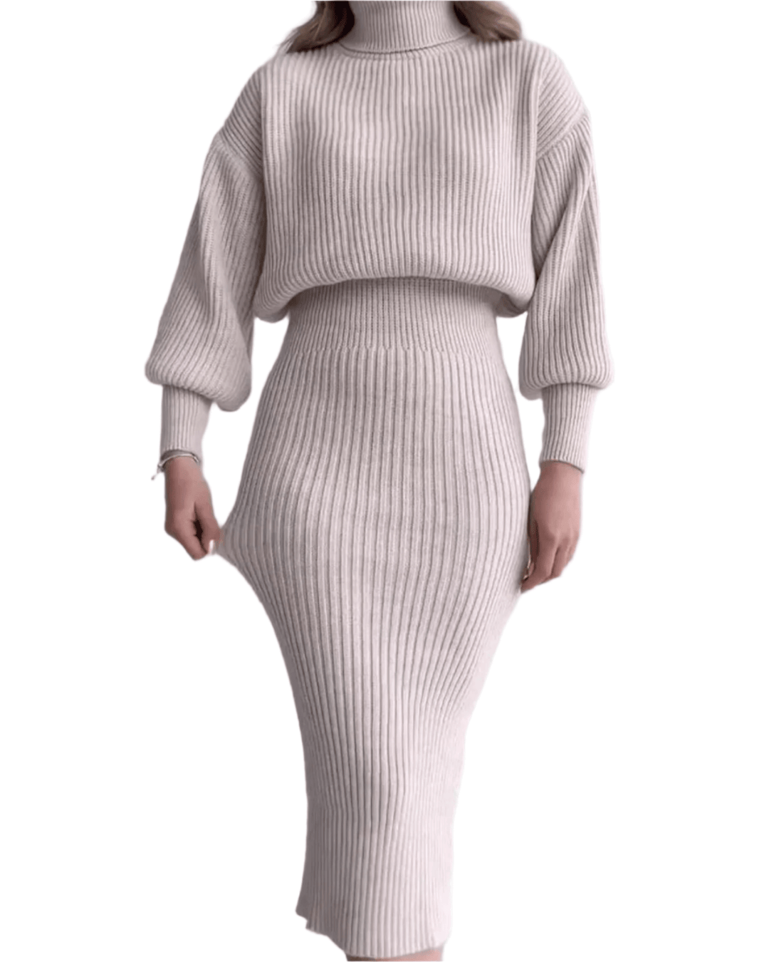 Women's Ribbed Sweater Dress - Elegant & Warm