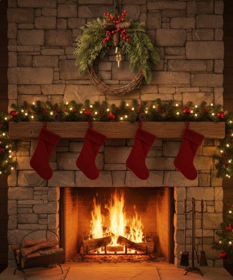 Boho farmhouse Christmas wreath. Elegant seasonal decor with natural pinecones & rustic bells for any home.