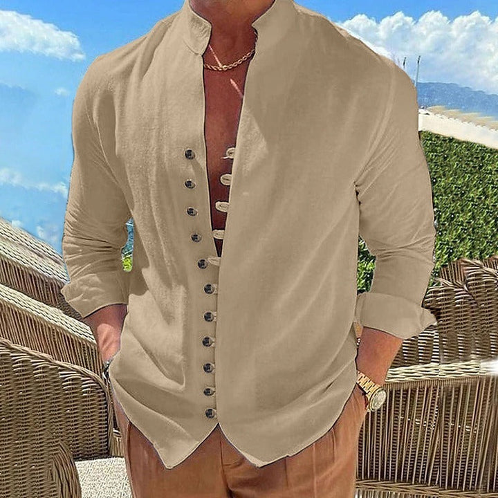 Smart men's long sleeve button-down shirt; a versatile apparel top for office & casual occasions.