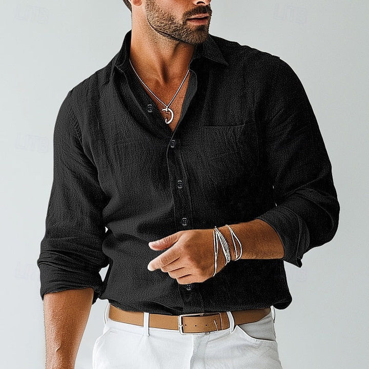 Lightweight men's khaki casual summer shirt, a stylish and comfortable choice for warm weather.