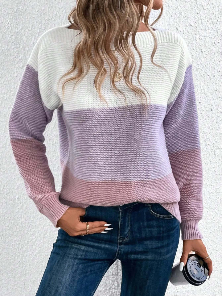 Women's Knitted Sweater with Round Neckline