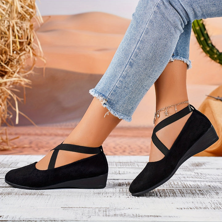 Women's comfortable flat wedge sandals, perfect for all-day wear. Elegant slip-on design for spring & summer fashion.