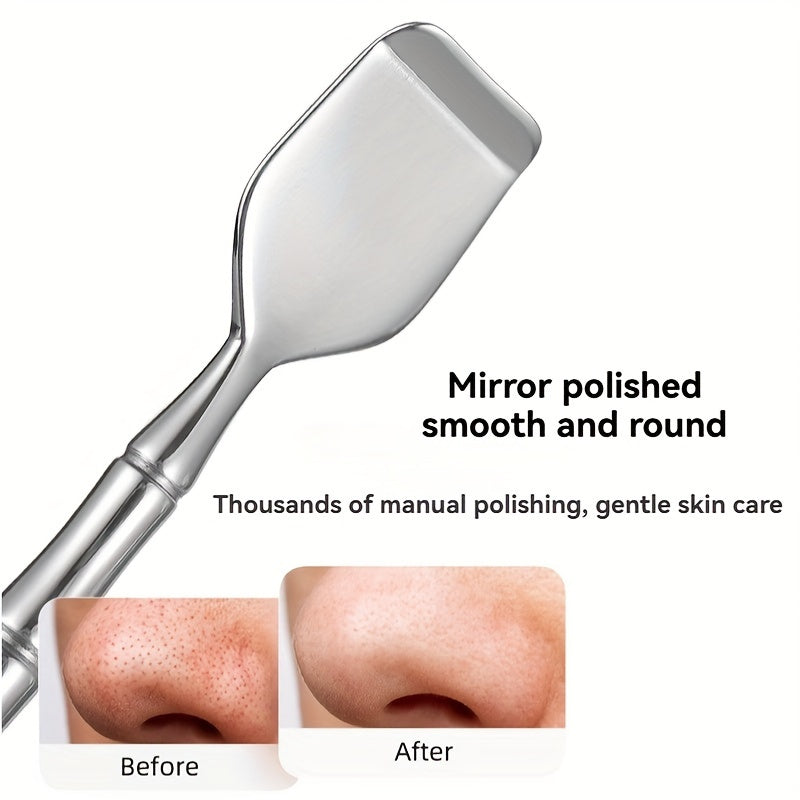 Home spa essential: double-ended blackhead remover and blemish extractor for deep facial cleansing.