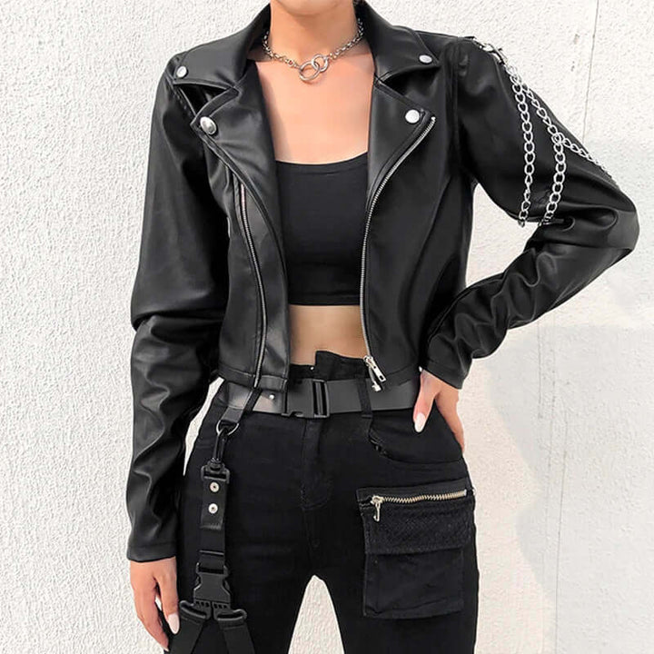 Women's Slim Fit Jacket with Silver Chains