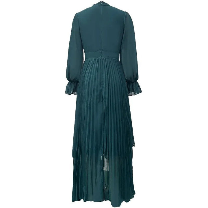 Women's elegant pleated midi dress, versatile and chic for both summer and party wear.
