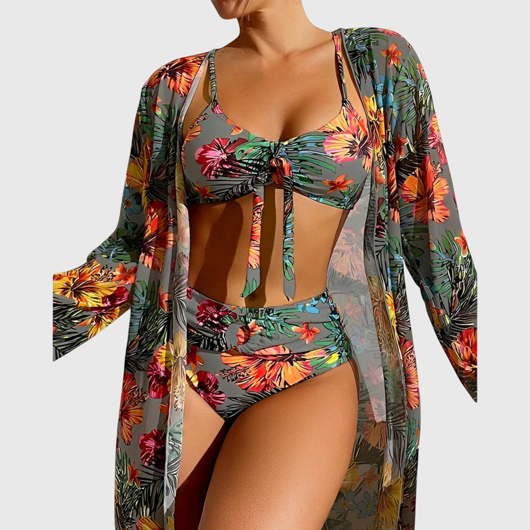 Women's padded two-piece halter bikini swimsuit set with stretch fabric, ideal for summer beachwear.