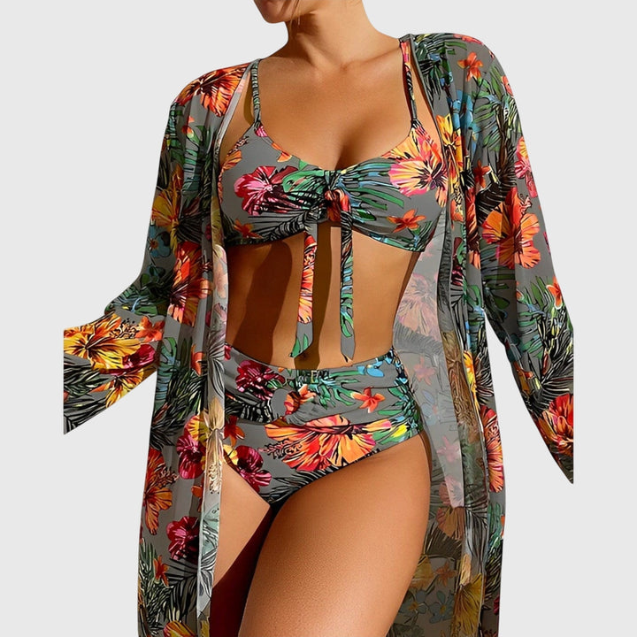 Women's padded two-piece halter bikini swimsuit set with stretch fabric, ideal for summer beachwear.