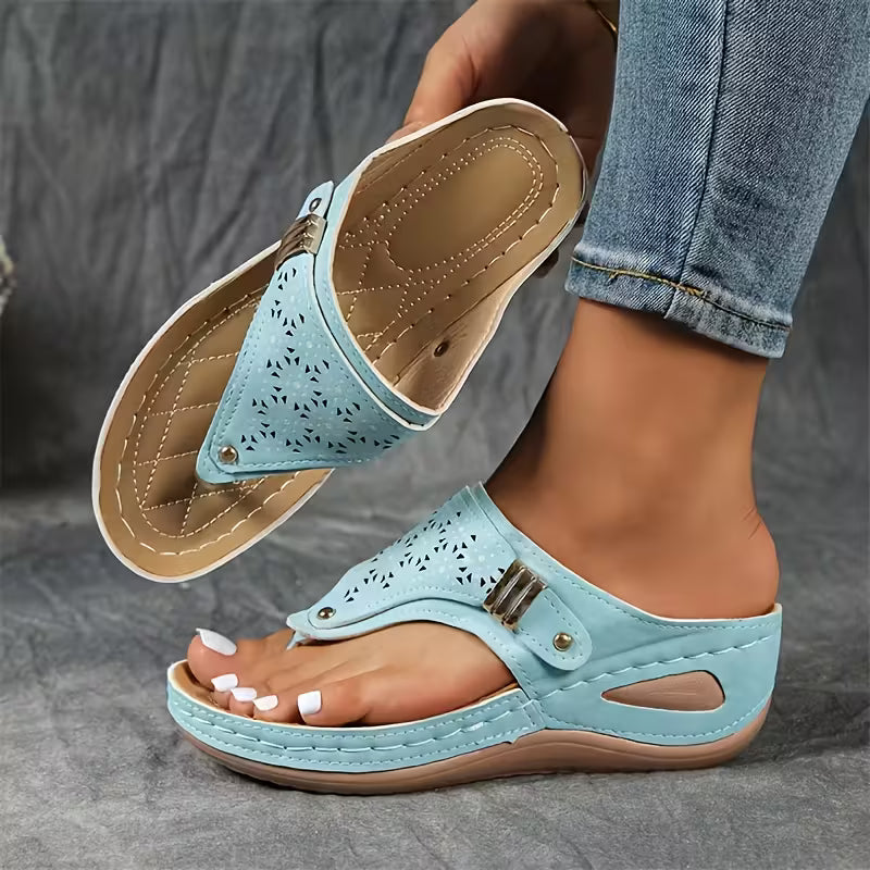 Glenda women's comfortable wedge sandals with arch support. Ideal casual & travel slip-ons for summer.