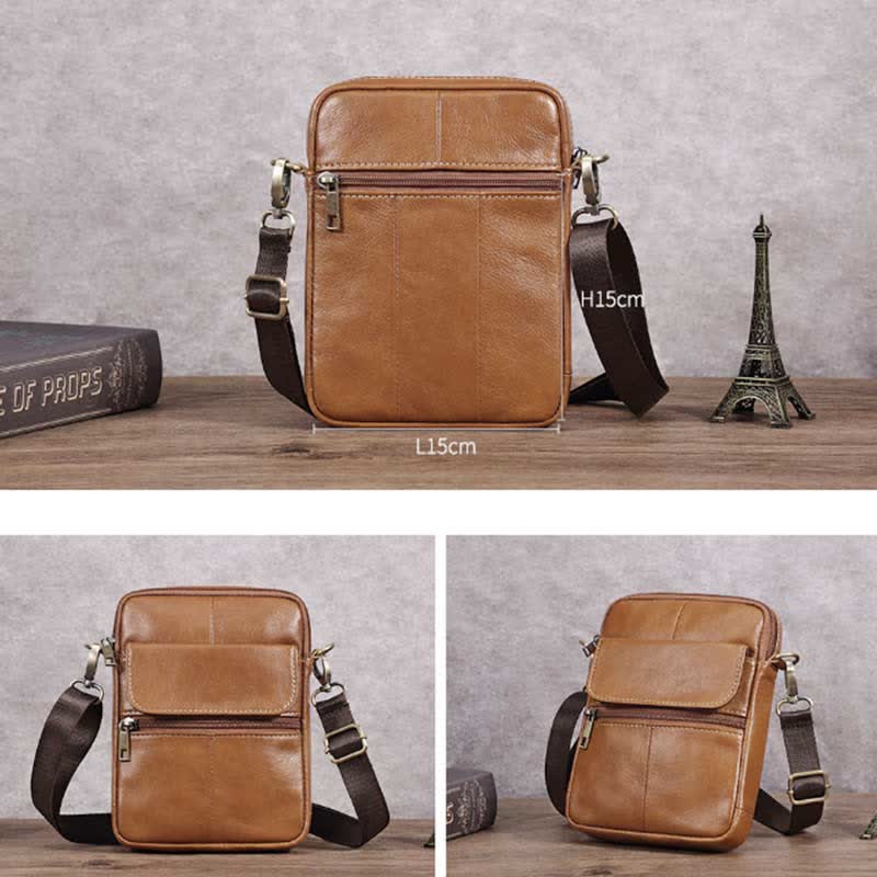Organized men's compact shoulder bag. Secure crossbody messenger for daily carry & travel essentials.