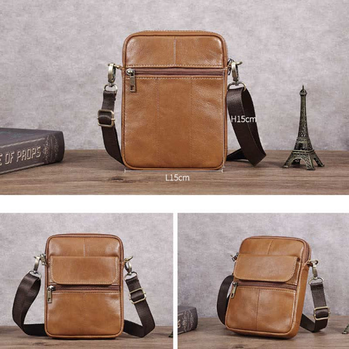 Organized men's compact shoulder bag. Secure crossbody messenger for daily carry & travel essentials.