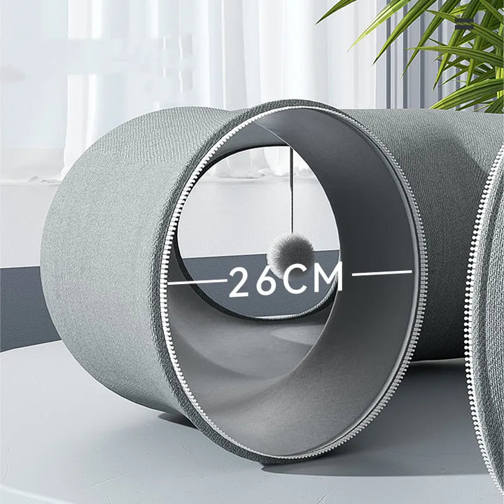 Interactive pet bed with an attached play toy & a cozy sleep space for cats & small dogs. Features a removable roof.