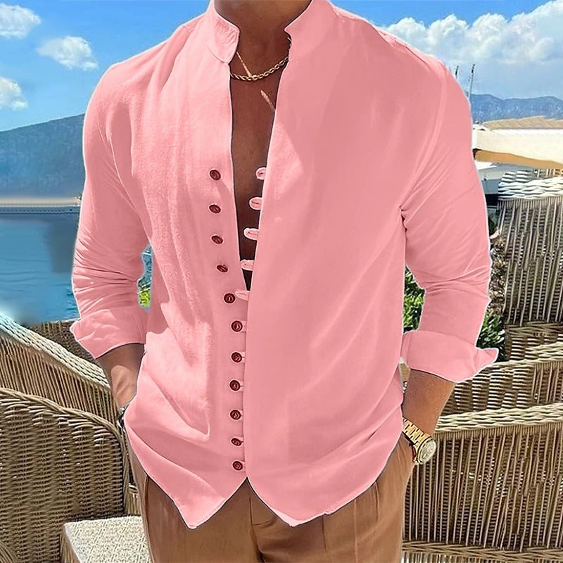 Comfortable men's long sleeve button-down shirt for versatile everyday wear, office, or weekend.