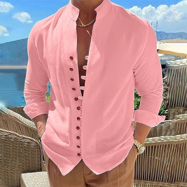 Comfortable men's long sleeve button-down shirt for versatile everyday wear, office, or weekend.