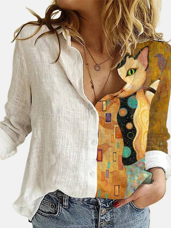 Flowy floral print women's blouse with comfortable relaxed fit, long sleeves, great for spring casual wear.