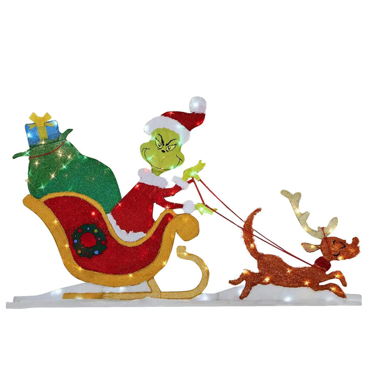 Grinch outdoor decoration featuring vibrant LED garden lighting for a festive Christmas.