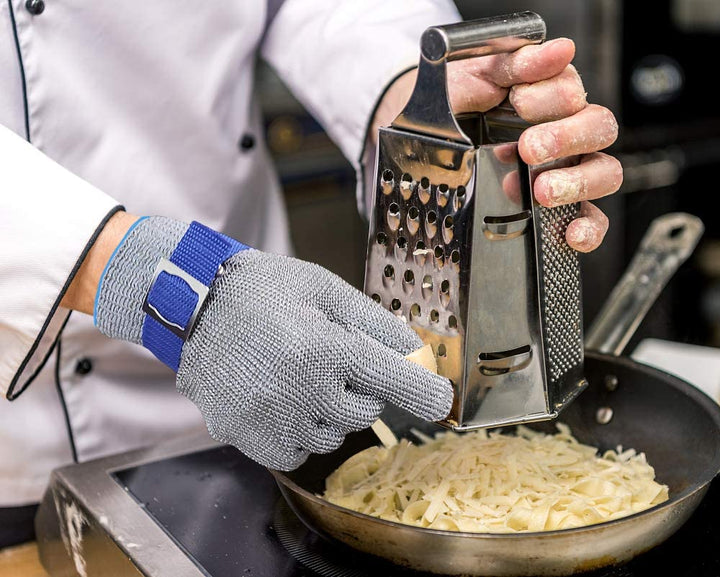 Kitchen safety: Cut-resistant stainless steel glove for safe food preparation, slicing & dicing.