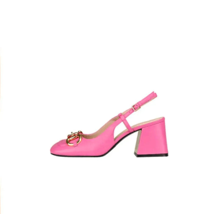 Stylish women's elegant heeled shoes, retro design with a chic buckle for formal wear.