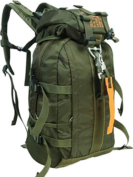 Close-up of FieldGear tactical backpack, highlighting water-resistant fabric & robust design for outdoor use.