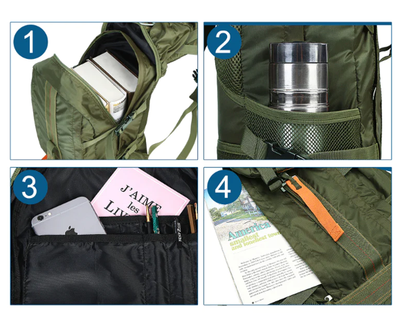 Rugged water-resistant tactical backpack for men & women, perfect as a hiking pack, camping bag, or travel backpack.