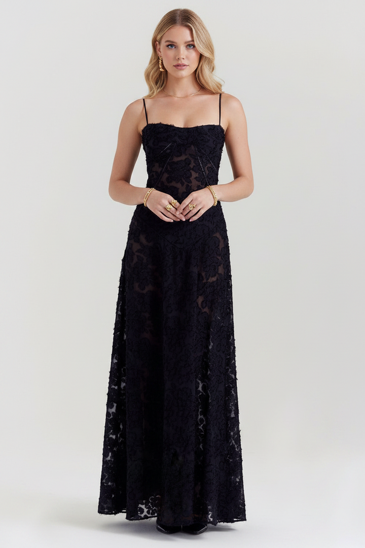 Elegant floral corset maxi dress for women, perfect for evening or formal events.