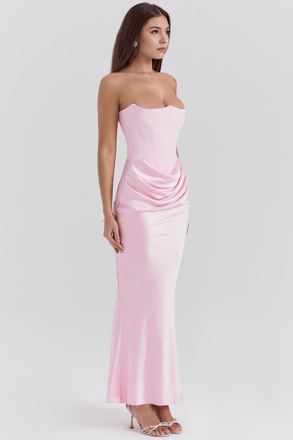 Chic strapless occasion dress for women, elegant and perfect for evening wear.
