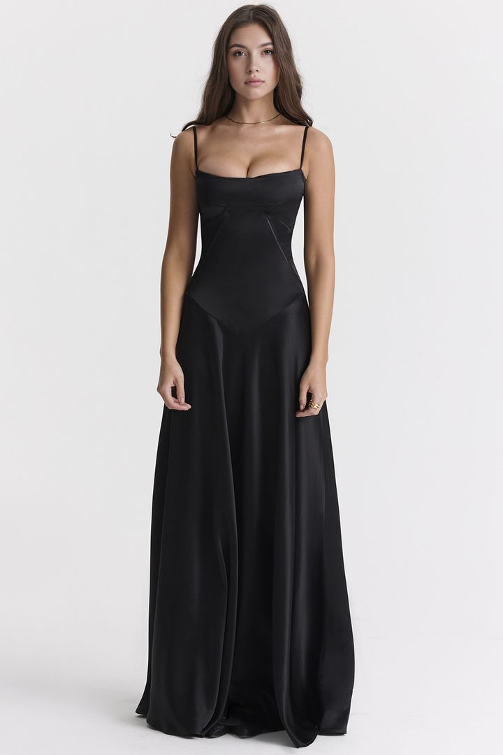 Chic lilac bustier maxi gown, ideal special occasion evening dress.