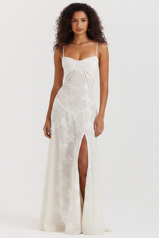 Elegant Serenity Bloom women's maxi dress for wedding guests & formal garden parties.