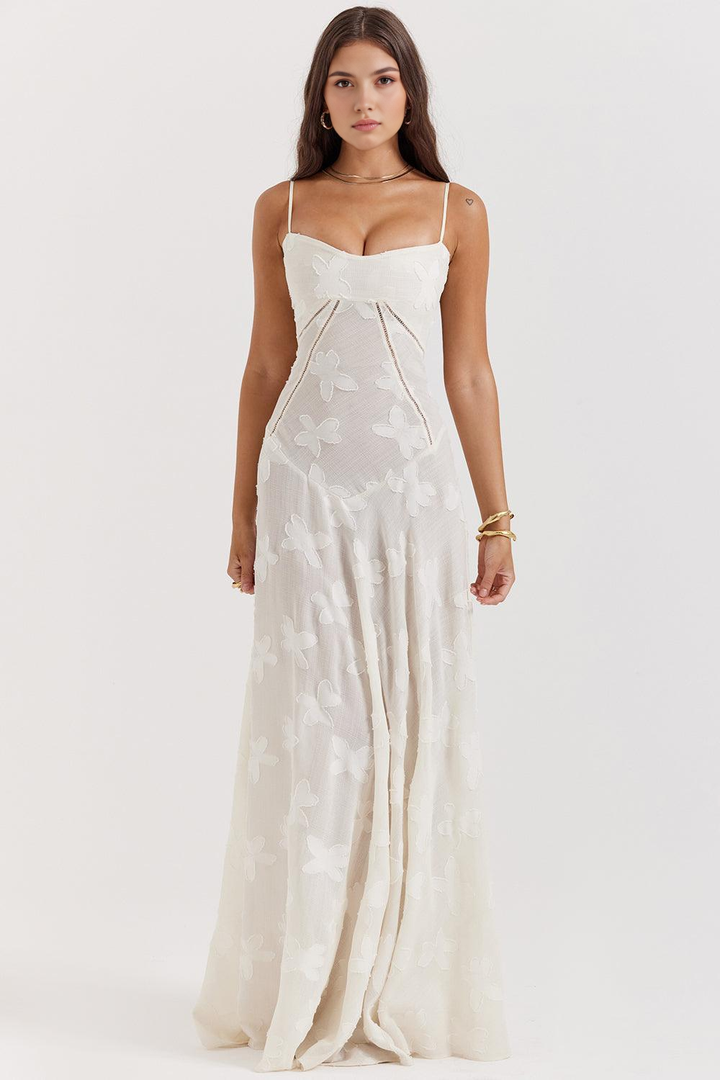Floral pattern corset maxi dress for women, an elegant choice for evening events.