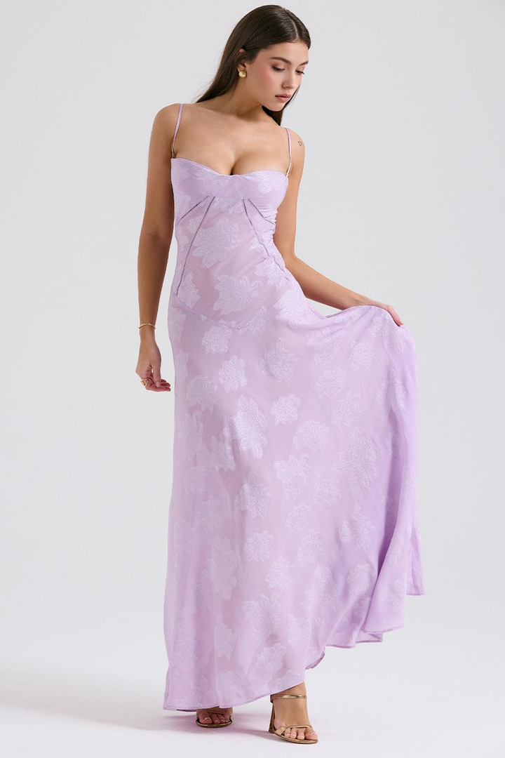Women's Serenity Bloom dress, a beautiful formal maxi for any elegant special occasion.